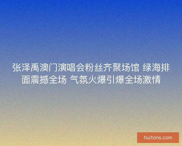 张泽禹澳门演唱会粉丝齐聚场馆 绿海排面震撼全场 气氛火爆引爆全场激情